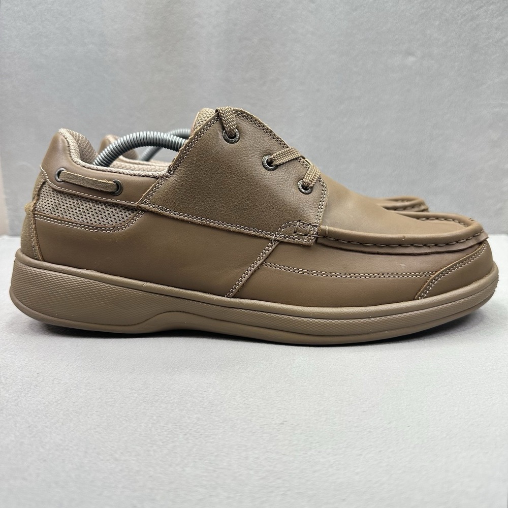 OrthoFeet Baton Rouge Mens Size 11 (2E) WIDE Boat Shoes Brown Leather Orthopedic